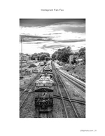 rail yard at dusk transportation photography