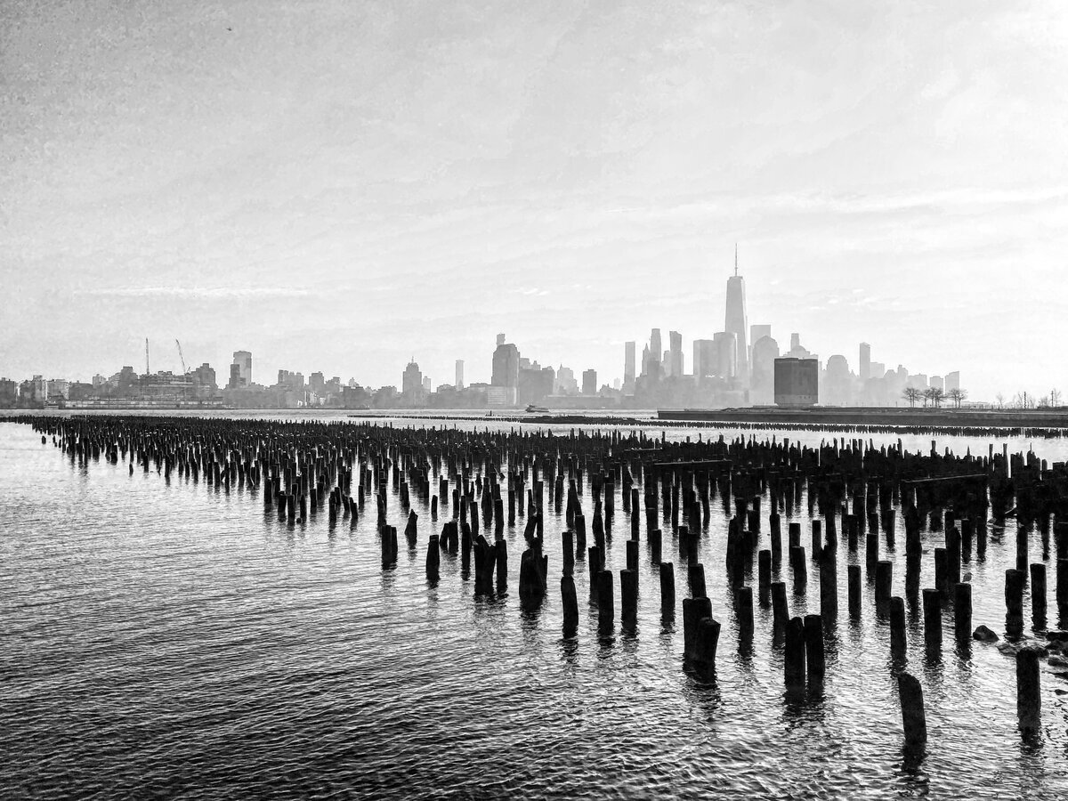 Old Pier Pilings, Manhattan Skyline