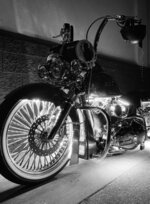 Custom Motorcycle at Night